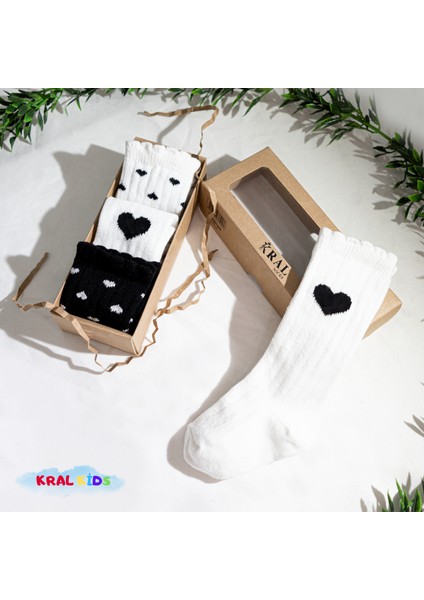 3 Çift Kutulu Kalp Desenli Bebek Çorabı - Uzun Pamuklu Çorap Seti / 6-18 Ay fırsatları