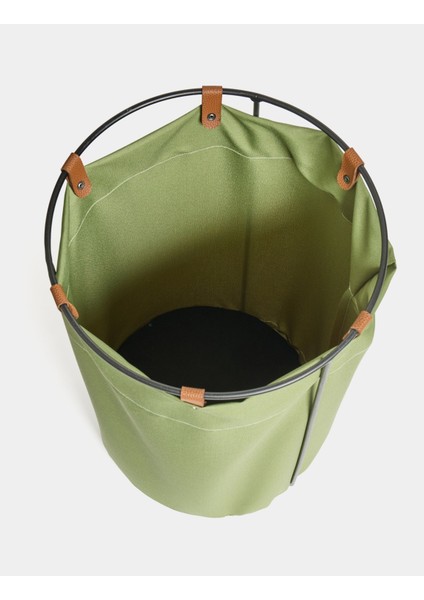 Edda Deri Askılı Metal Gövdeli Retro Çamaşır Sepeti - Yeşil modelleri