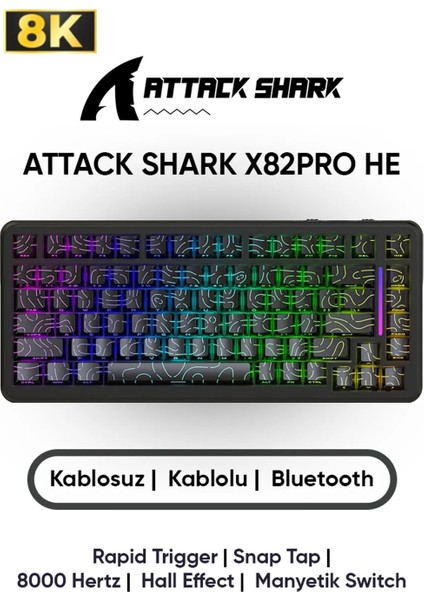 Attack Shark X82 Pro He Hall Effect Rapid Trigger Snaptap Mekanik Klavye %75 Dizilim Manyetik Switch