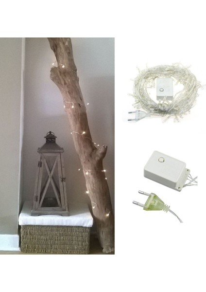 100 Ledli 8 Fonksiyonlu 10 Metre LED Aydınlatma Dekor Lambası (Beyaz) (5131)