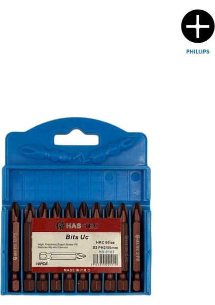 S2 Ph2 Bits Uç – 50 mm | 10'lu Yıldız Uç Seti – Vidalama Işlemlerinde Maksimum Dayanıklılık