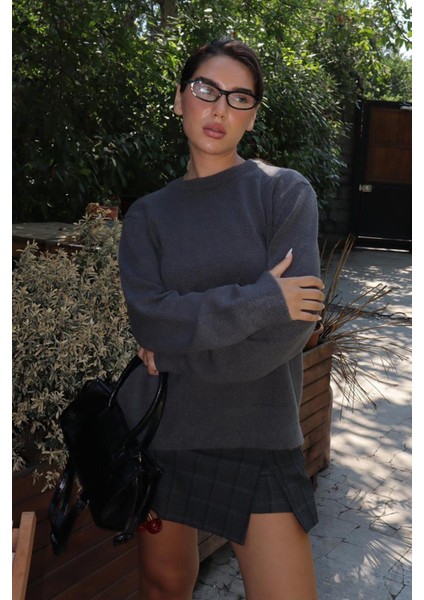 Antrasit Bisiklet Yaka Kadın Triko Kazak MG2494 fiyatları