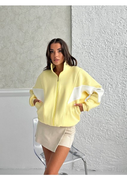 Kadın3 Iplik Içi Şardonlu Garnili Oversize Kalıp Hırka Eşofman Üstü Sweatshirt fiyatları