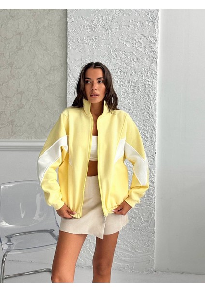 Kadın3 Iplik Içi Şardonlu Garnili Oversize Kalıp Hırka Eşofman Üstü Sweatshirt indirimleri