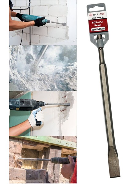 Sds-Max Düz Keski Ucu 18X400X25 mm | Beton ve Duvar Için Kırma ve Kanal Açma Ucu