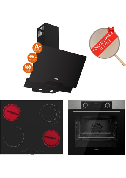 Fryart&flowart Novetra Sessiz Davlumbaz Elektrikli Inox Ank. Set (D063-SA + MS263 + XE63MI)