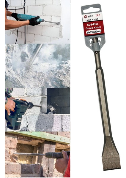 Sds-Plus Düz Keski Ucu 14X250X40 mm | Beton ve Duvar Için Kırma ve Kanal Açma Ucu