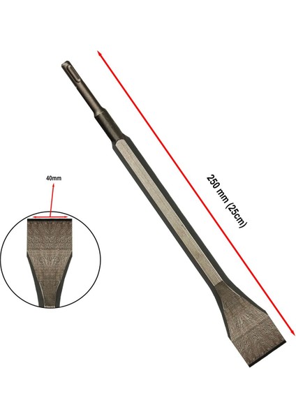 Sds-Plus Düz Keski Ucu 14X250X40 mm | Beton ve Duvar Için Kırma ve Kanal Açma Ucu modelleri
