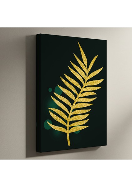 Altın Glitter Palmiye Yaprağı Soyut Sanat Tablosu