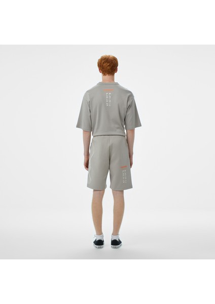 Baskılı Erkek Oversize Fit Gri Şort fiyatları