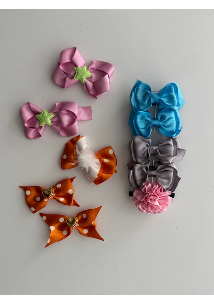 Fiyonklu Saç Tokası 10'lu – Renkli Set, Günlük & Okul