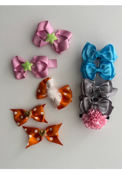 Fiyonklu Saç Tokası 10'lu – Renkli Set, Günlük & Okul