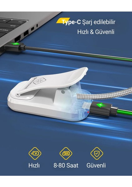 Şarjlı LED Masa, Kitap Lambası Çalışma, Okuma, Tamirci Ergonomik Esnek Şarjlı Type C fırsatları