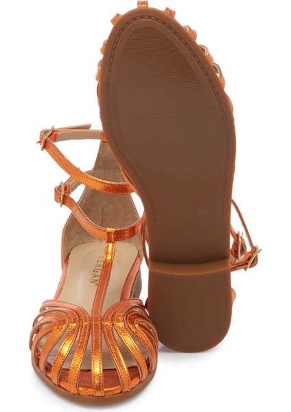Turuncu Hakiki Deri Kadın Sandalet - K25Y1SN67789-M39 indirimleri