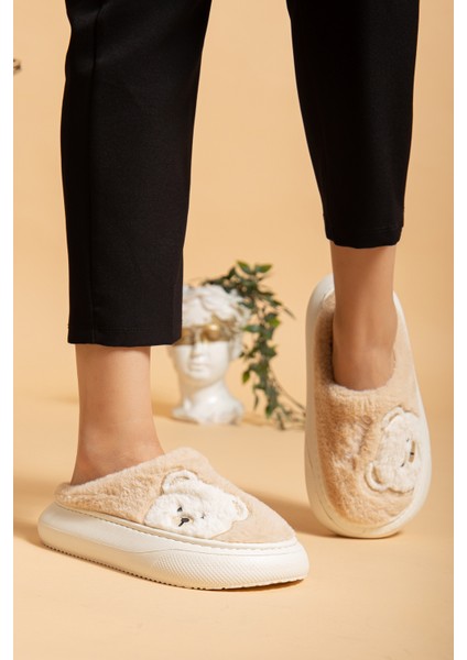 Kadın Ayıcık Desenli Peluş Yumuşak Hafif Ses Yapmayan Kaymaz Eva Taban Kışlık Ev Terliği fırsatları