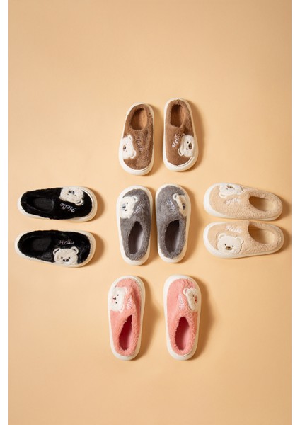 Kadın Ayıcık Desenli Peluş Yumuşak Hafif Ses Yapmayan Kaymaz Eva Taban Kışlık Ev Terliği indirimleri