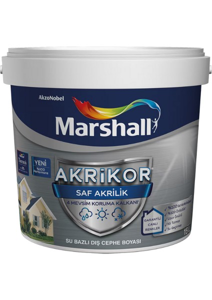 Akrikor Saf Akrilik Dış Cephe Boyası S6 2.5 Lt