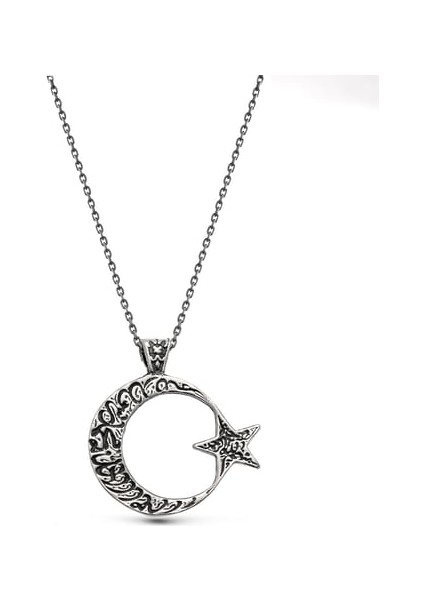925 Gümüş Ay Yıldız Kolye