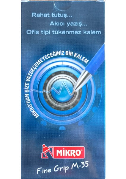 M-35 Fıne Grıp Ofis Tipi Mavi Tükenmez Kalem 12'li modelleri