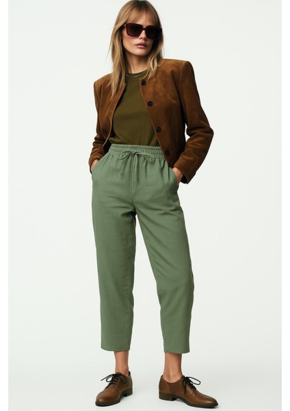 Gabardin Ipli Paça Lazerli Pantolon