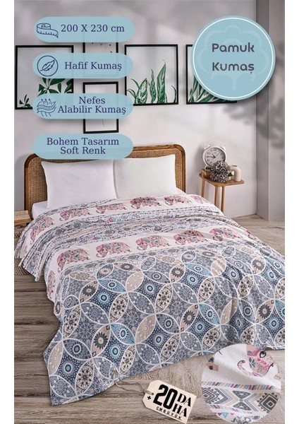 Çift Kişilik Baskılı Pike Yatak Örtüsü Daisy 200X230 cm