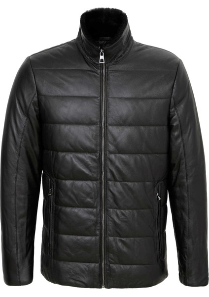 Siyah Hakiki Deri Erkek Hakiki Deri Mont - E23KKM310512-Q3H