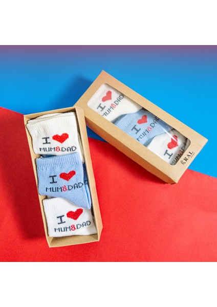6 Çift Erkek Bebek Çorap Kutulu Patik Boy – I Love Mum Dad Desenli, Pamuklu fırsatları