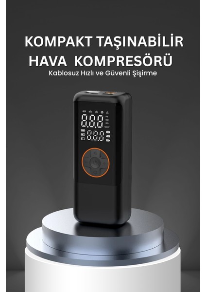 4500 Mah Şarjlı Taşınabilir Araba Lastik Hava Top Şişirme Pompası LED Işıklı Dijital Hava Kompresörü fiyatları