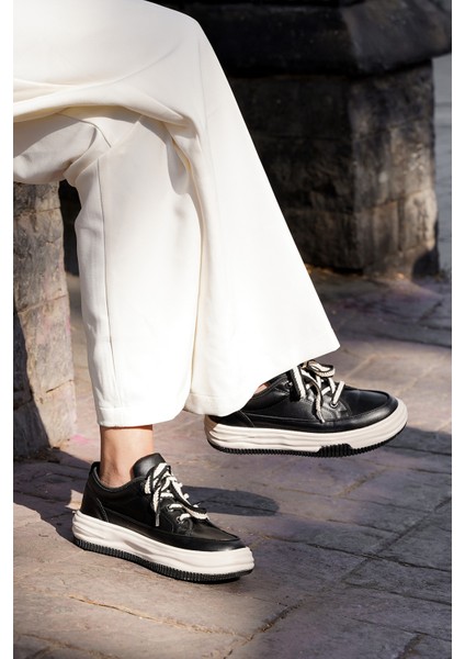 Kadın Sneaker Kalın Taban Spor Ayakkabı Rova Siyah