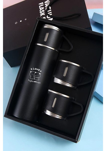 Kişiye Özel 3 Bardaklı 500ML Çelik Ayıcık Baskılı Termos–12 Saat Isı Koruma, Sızdırmaz ve Taşınabilir fiyatları