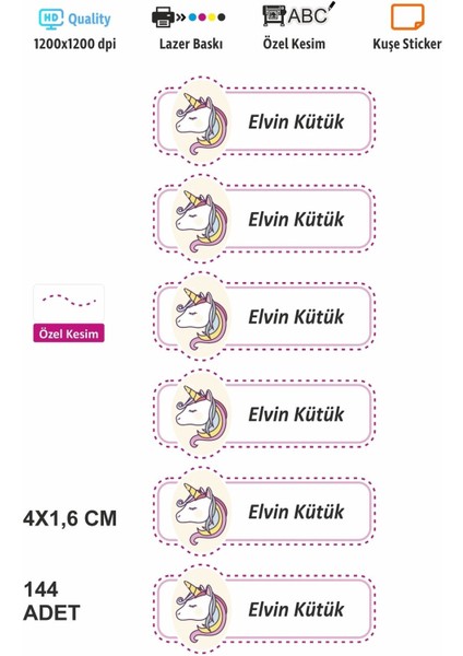 My Little Ponny - 01 Okul Etiketi - Kalem ETIKETI-AYSA-E08