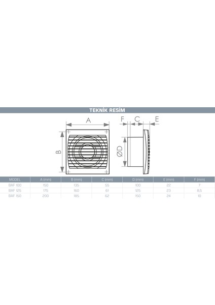 Baf 100 (97M³/H) Plastik Banyo&tuvalet Aspiratörü Banyo Fanı fırsatları