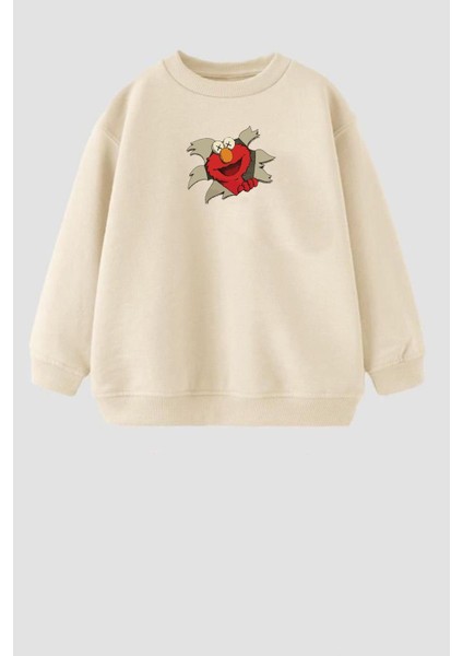 Erkek Çocuk Kurabiye Canavarı Baskılı 3 Iplik Pamuklu Sweatshirt fiyatları