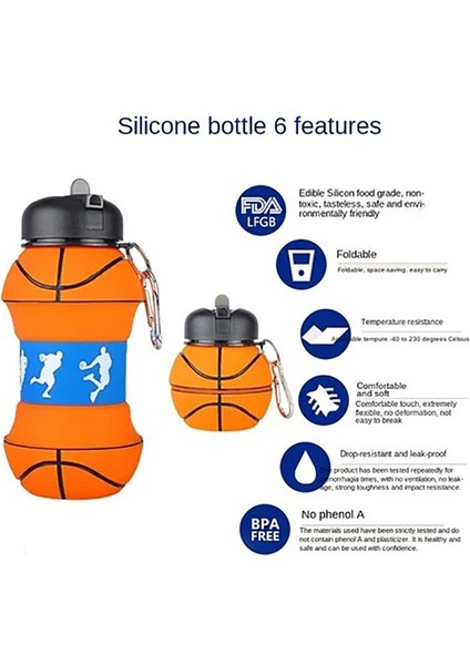 Top Şekilli Spor Temalı Katlanabilir Silikon Matara - Suluk-Spor ve Günlük Kullanım Için Şık Tasarım fiyatları