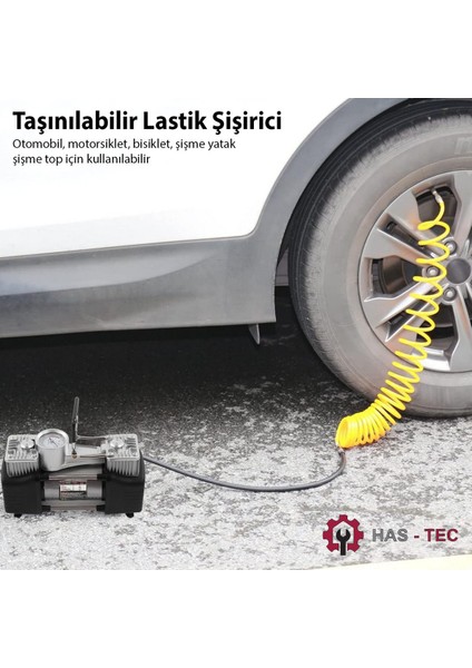 Profesyonel Çift Pistonlu Hava Kompresörü 12V, Lastik Şişirici | 150 Psı, 2.54 Cfm, 30 Amper indirimleri