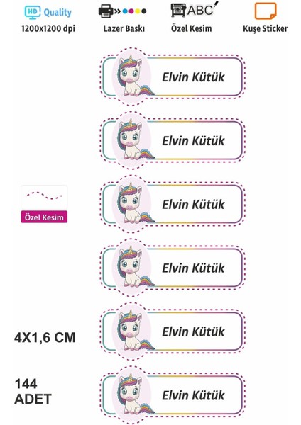 My Little Ponny - 02 Okul Etiketi - Kalem ETIKETI-AYSA-E09