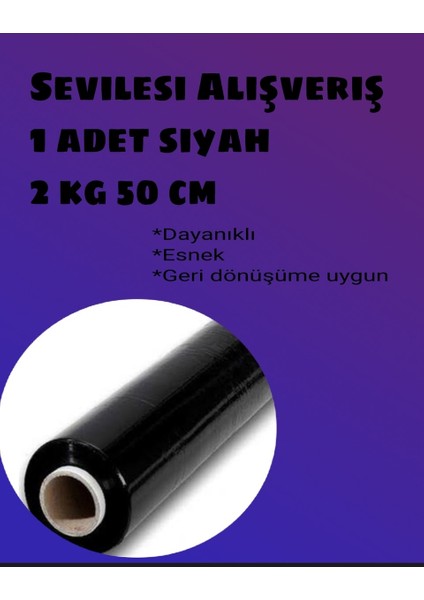 2 kg Siyah Palet Streci 50 Cm Streç Film Net kg