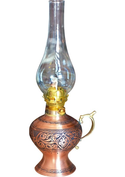 Bakır Gaz Lambası Oyma Nakış İşlemeli Mat Bakır Renk