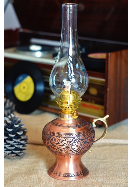 Bakır Gaz Lambası Oyma Nakış İşlemeli Mat Bakır Renk fırsatları