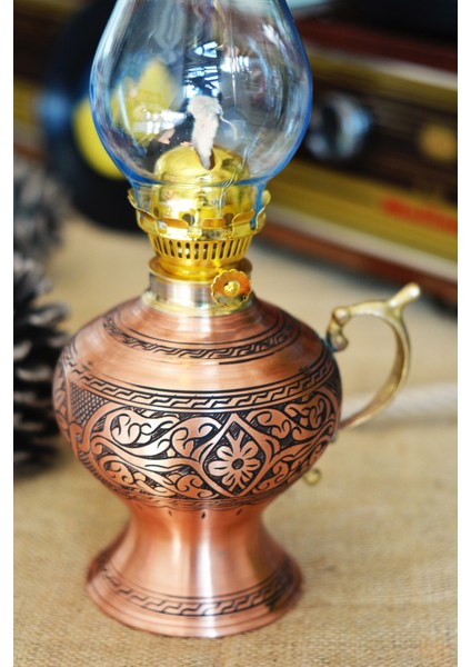 Bakır Gaz Lambası Oyma Nakış İşlemeli Mat Bakır Renk indirimleri