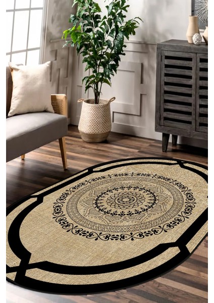 Dijital Kaymaz Yıkanabilir Modern Salon Halısı Mutfak Halısı Koridor Halısı Oval Halı Yolluk DC-4080 Oval