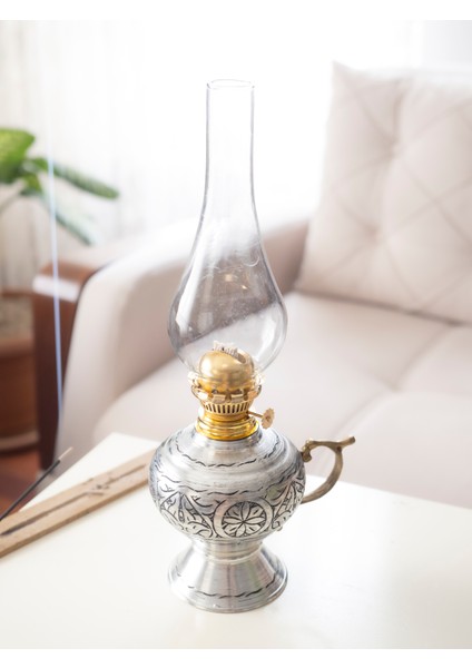 Bakır Gaz Lambası Oyma Nakış İşlemeli Gümüş Renk (Kalaylı) modelleri