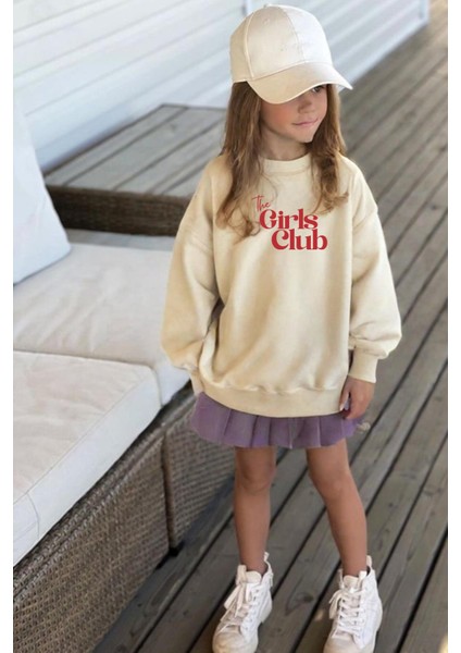 Kız Çocuk Baskılı 3 Iplik Kumaş Pamuklu Sweatshirt