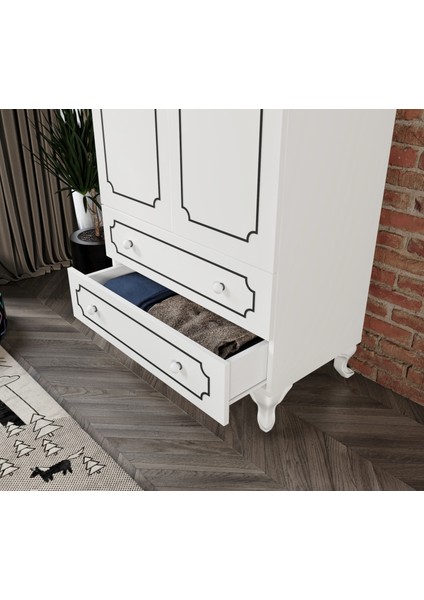 Stil 2 Kapaklı 2 Çekmeceli Modern Gardırop, Elbise Dolabı - Tamamı Mdf modelleri