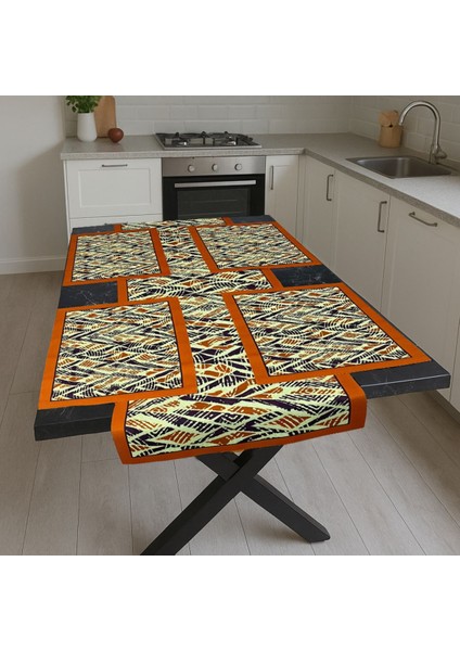 Otantik Motif – 3D Desenli Masa Runner & 4’lü Supla Takımı