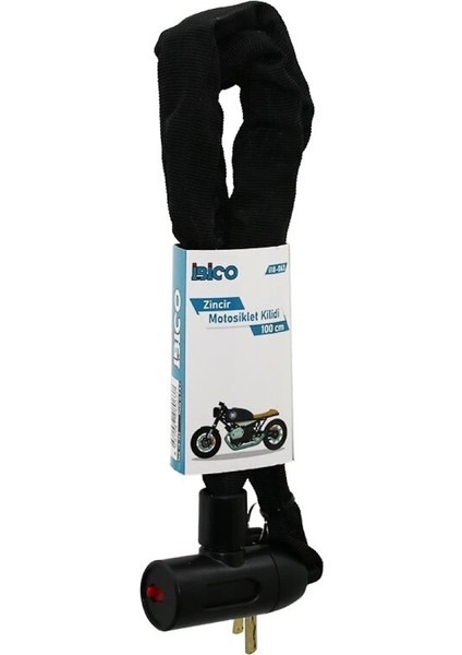 Zincirli Anahtarlı Motor - Bisiklet Kilit Bez Kılıflı Aç-Kapa Kilit Kapak 100CM (4887)