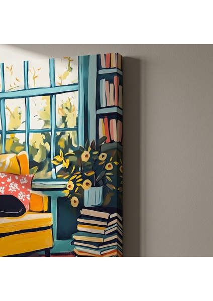 Sarı Koltukta Kedi Illüstrasyon Tablosu indirimleri