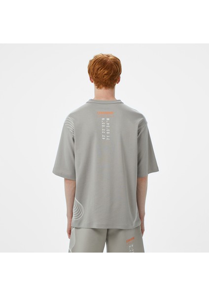Star Chevron Baskılı Erkek Oversize Fit Gri T-Shirt fiyatları