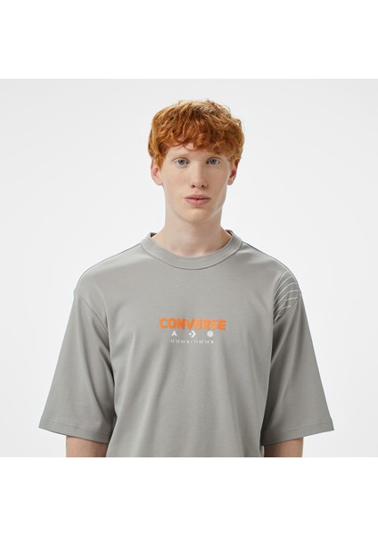 Star Chevron Baskılı Erkek Oversize Fit Gri T-Shirt fırsatları