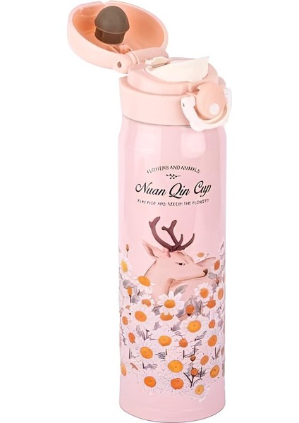Termos Pembe Sarı Çiçekli 500 ml Paslanmaz Çelik Termos fiyatları